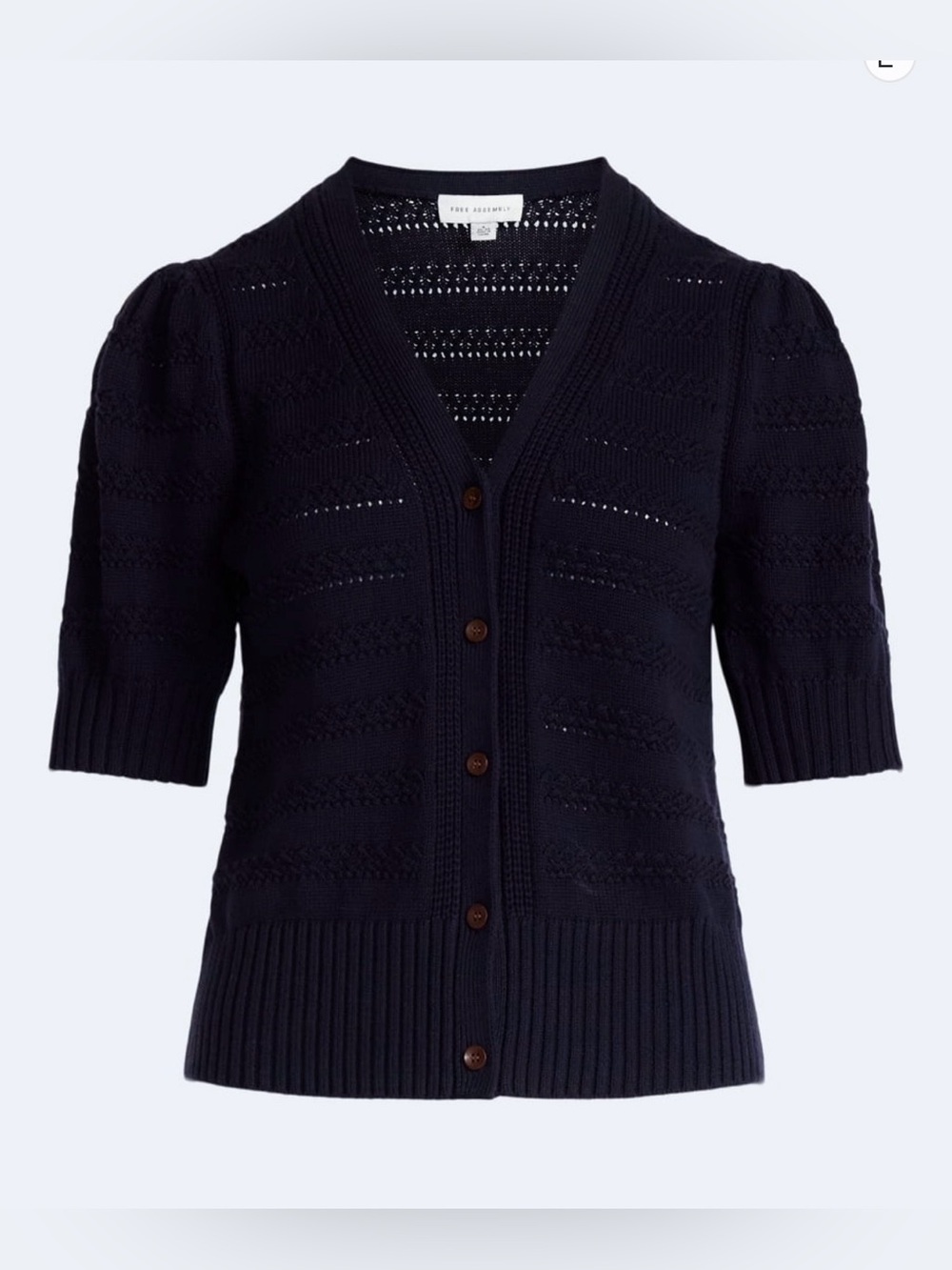 Free Assembly's Women's Cotton
Crochet Cardigan Sweater with Puff Sleeves